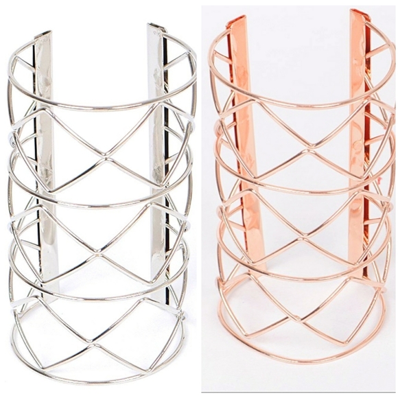 Jewelry - Set of Open Cut Metallic Cuff Bracelets